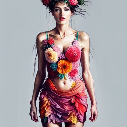 Woman in Flowers: Digital Painting in Vibrant Colors