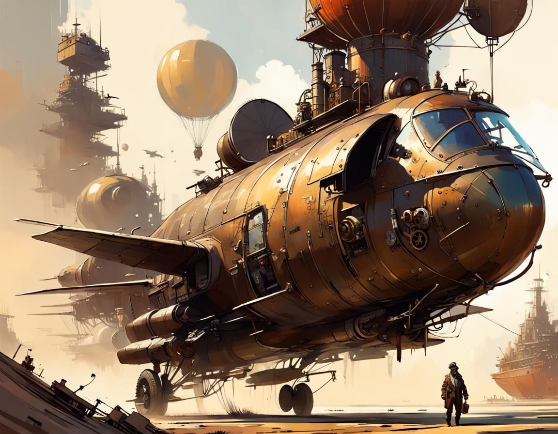 Steam-Powered Aviator in Mid-Flight