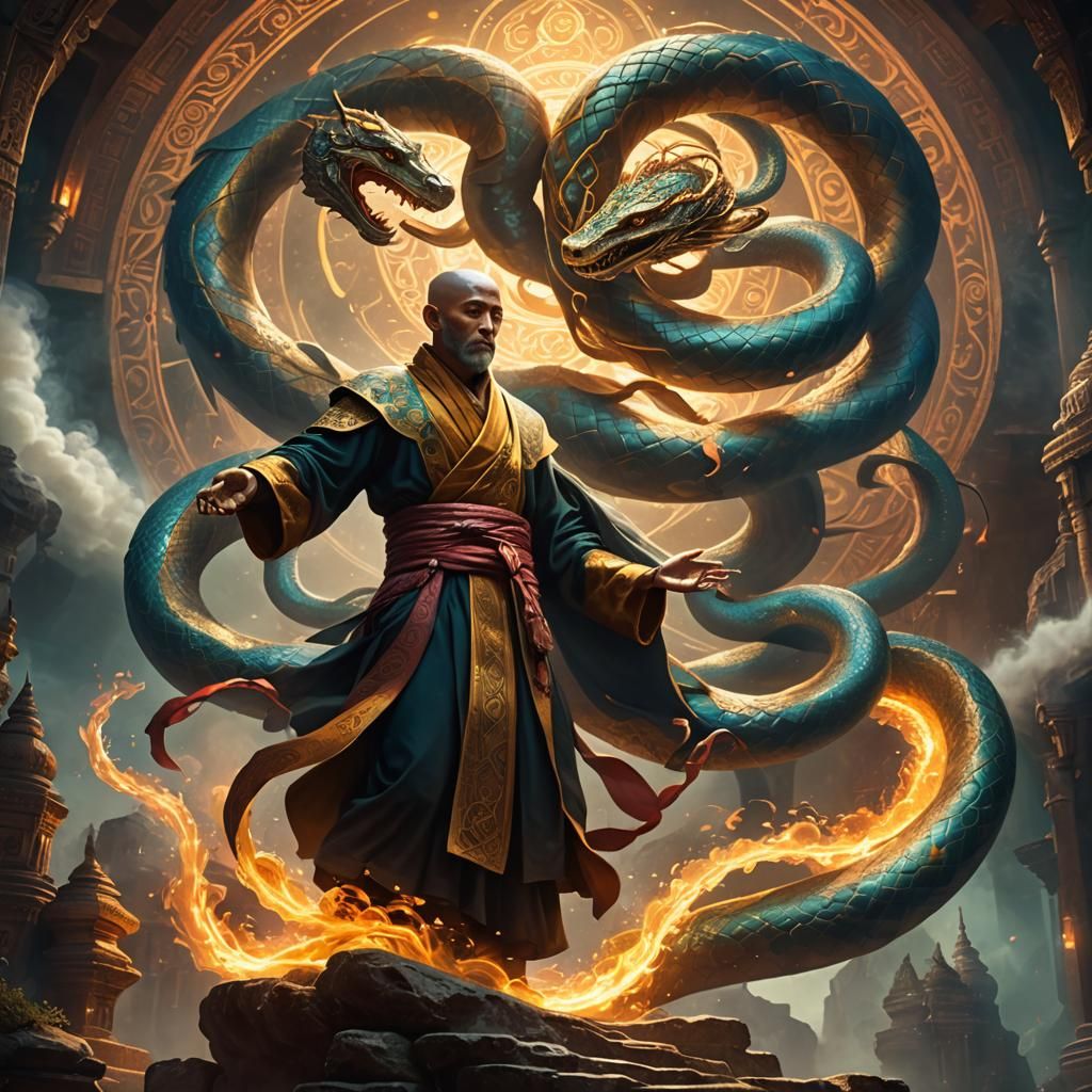 Mystical Serpent Rising: Fantasy Concept Art