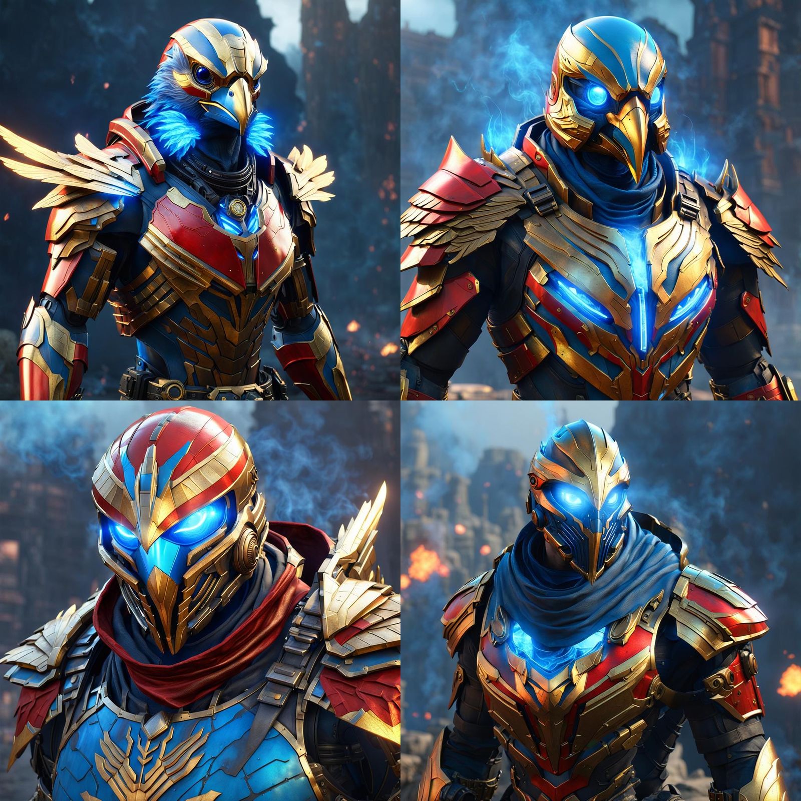 Futuristic Armored Sparrow Man in 3D Game Art