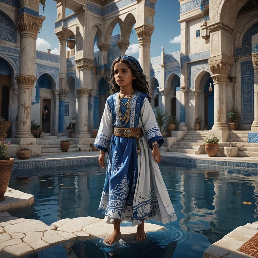 Tunisian Girl in Sidi Bou Said, Digital Art