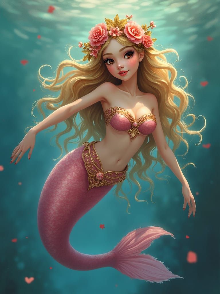 Enchanting Mermaid in Underwater Scene as Film Still