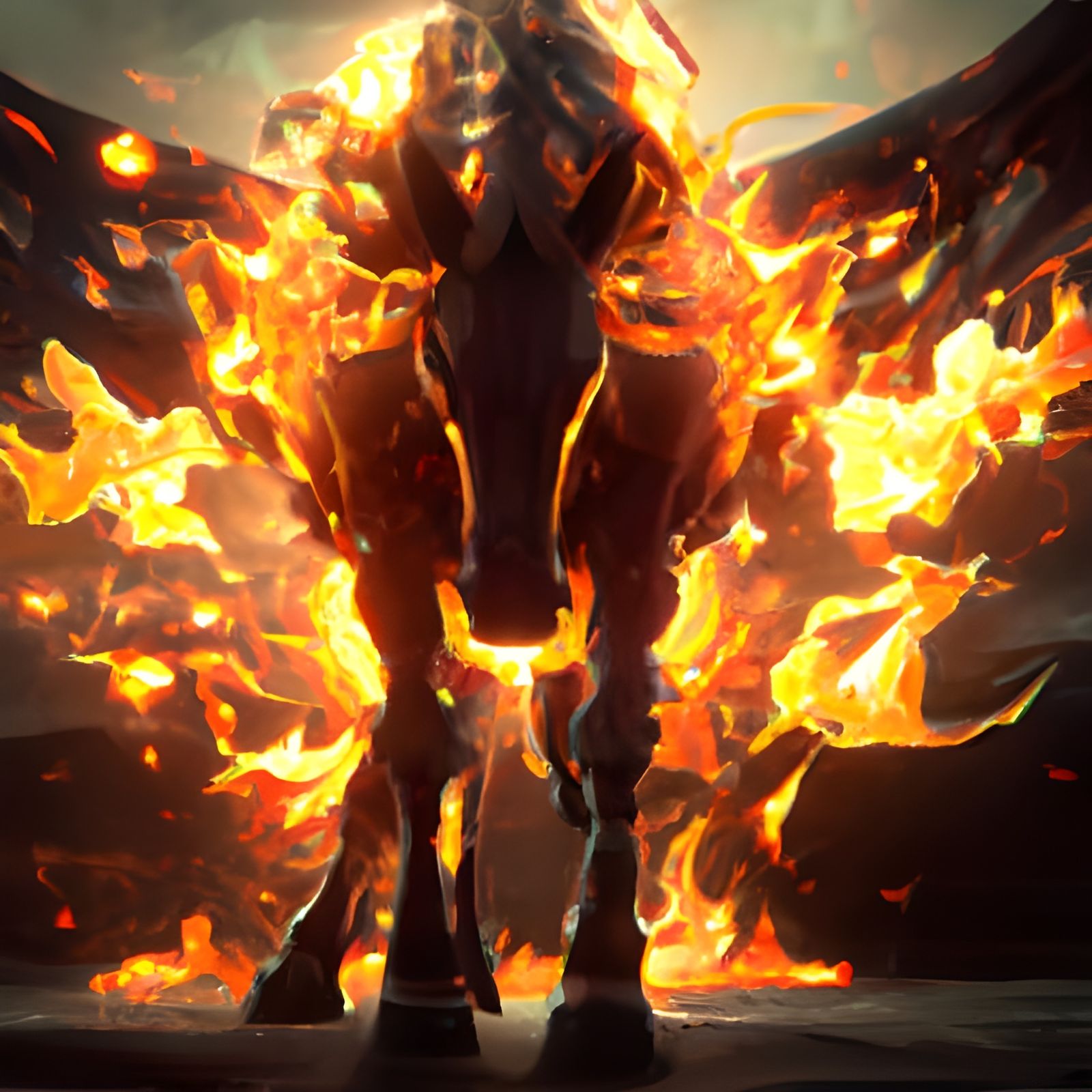 Infernal Black Horse in Dark Fantasy Style