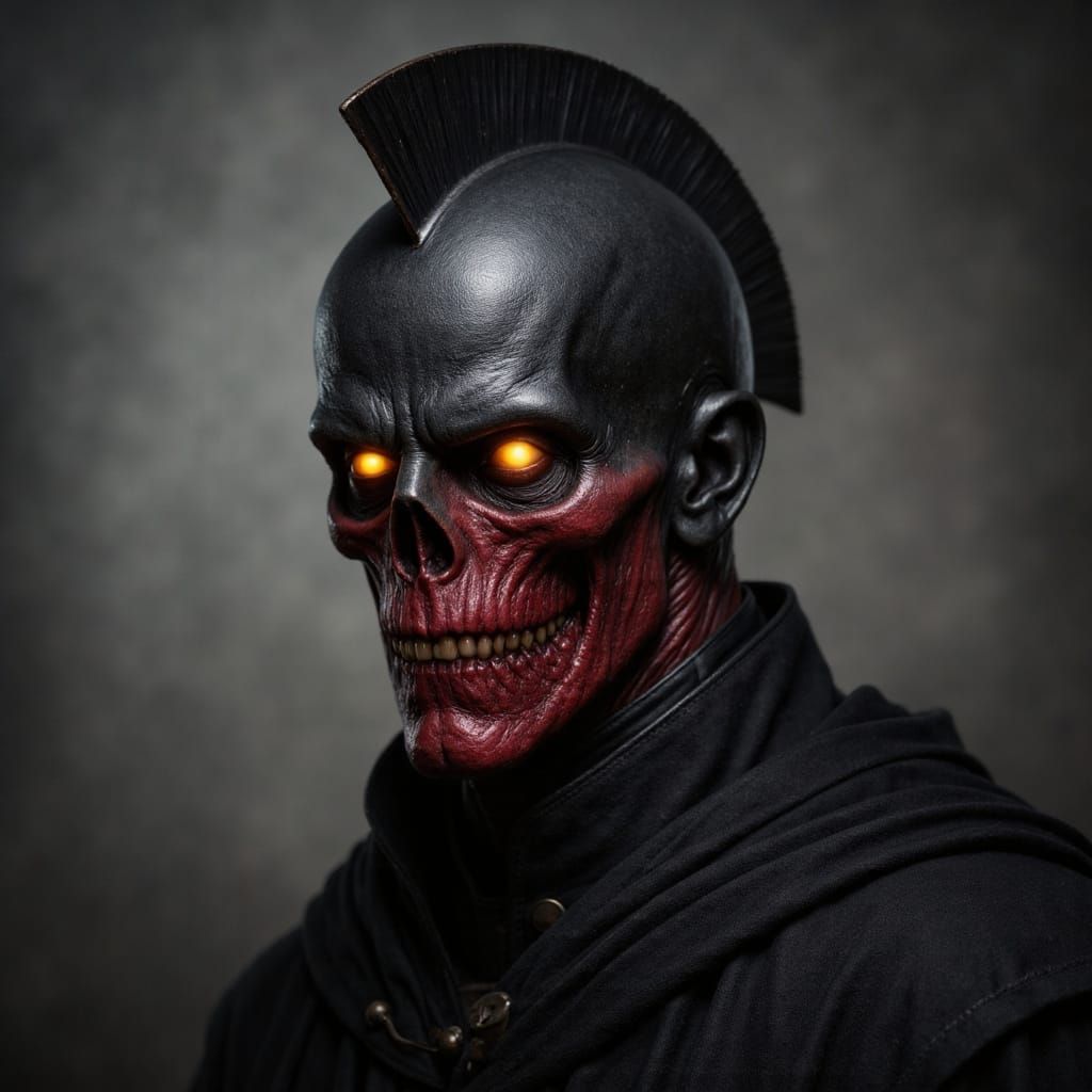 Ghoul in Corinthian Helmet Studio Portrait