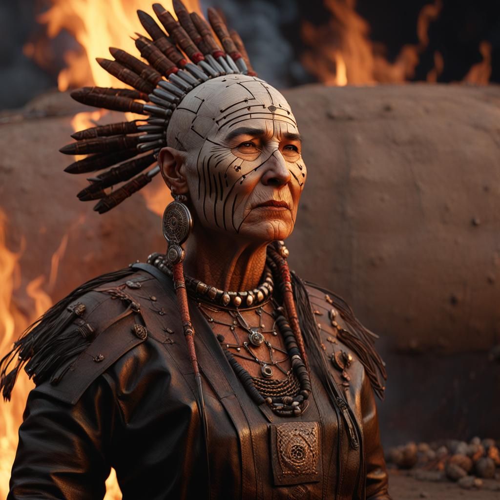Native American Female Pinhead in Sweat Lodge