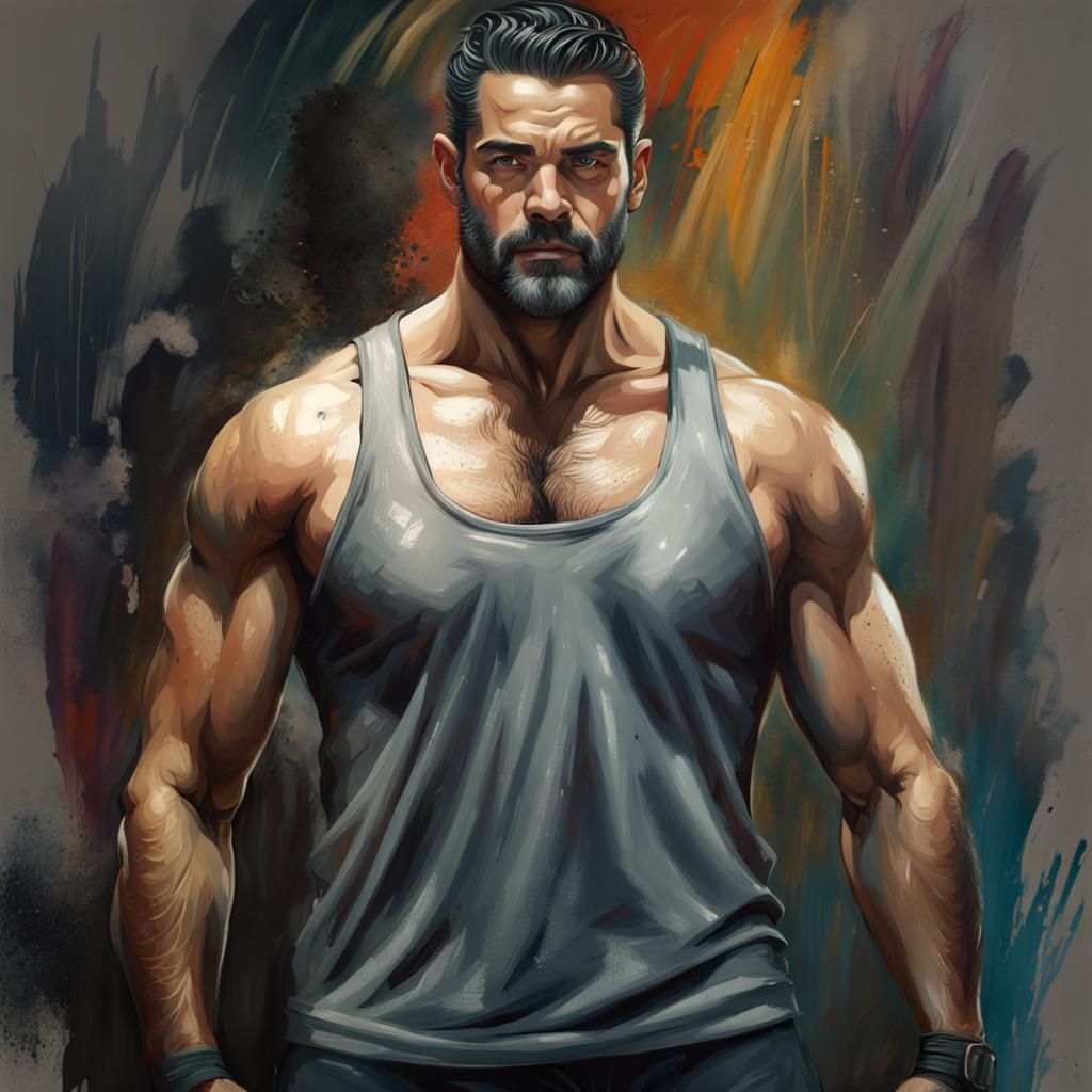 Hyperrealistic Bodybuilder Portrait with Dramatic Lighting