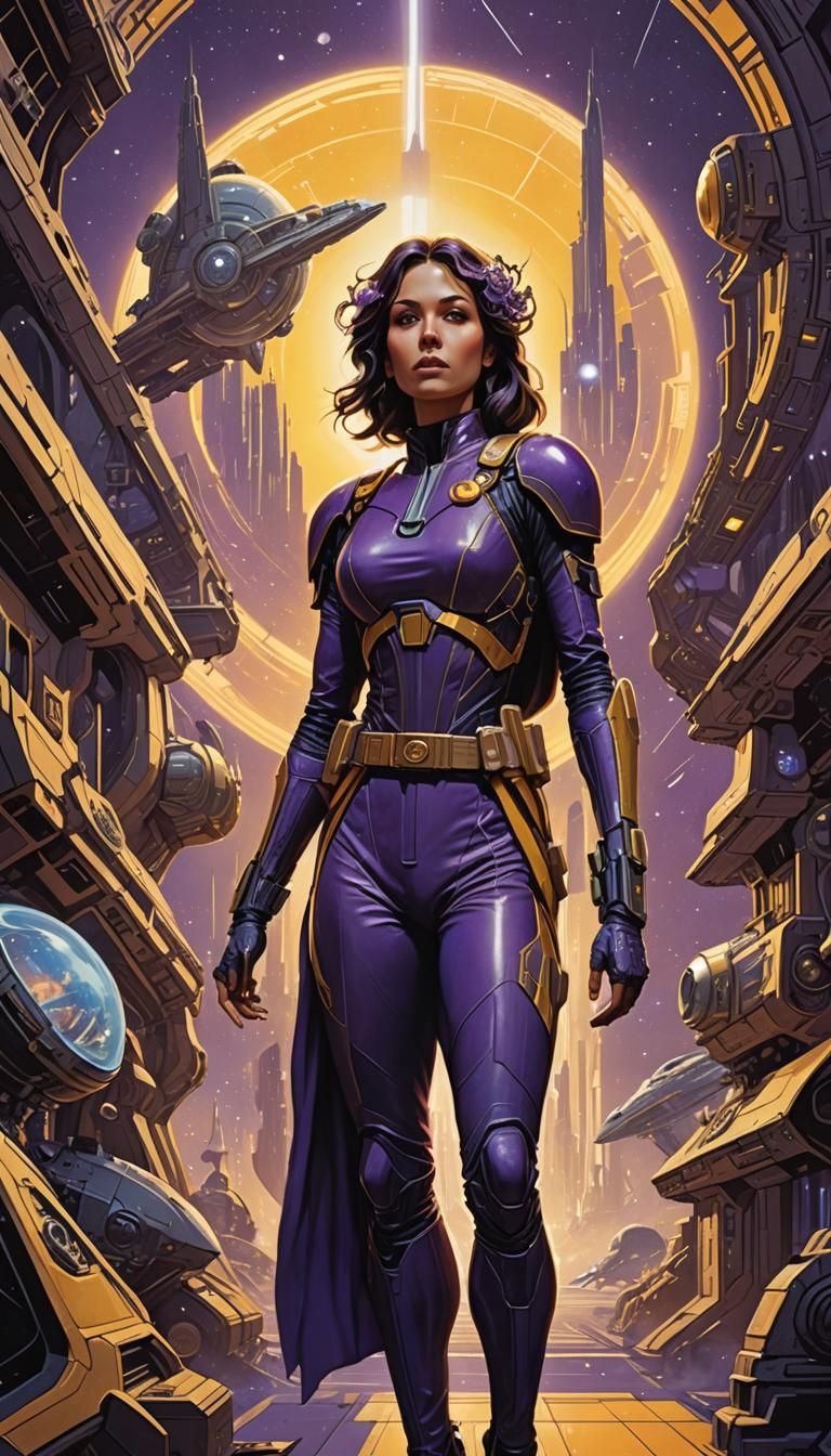 Science Fiction Pin-up in Art Nouveau Style