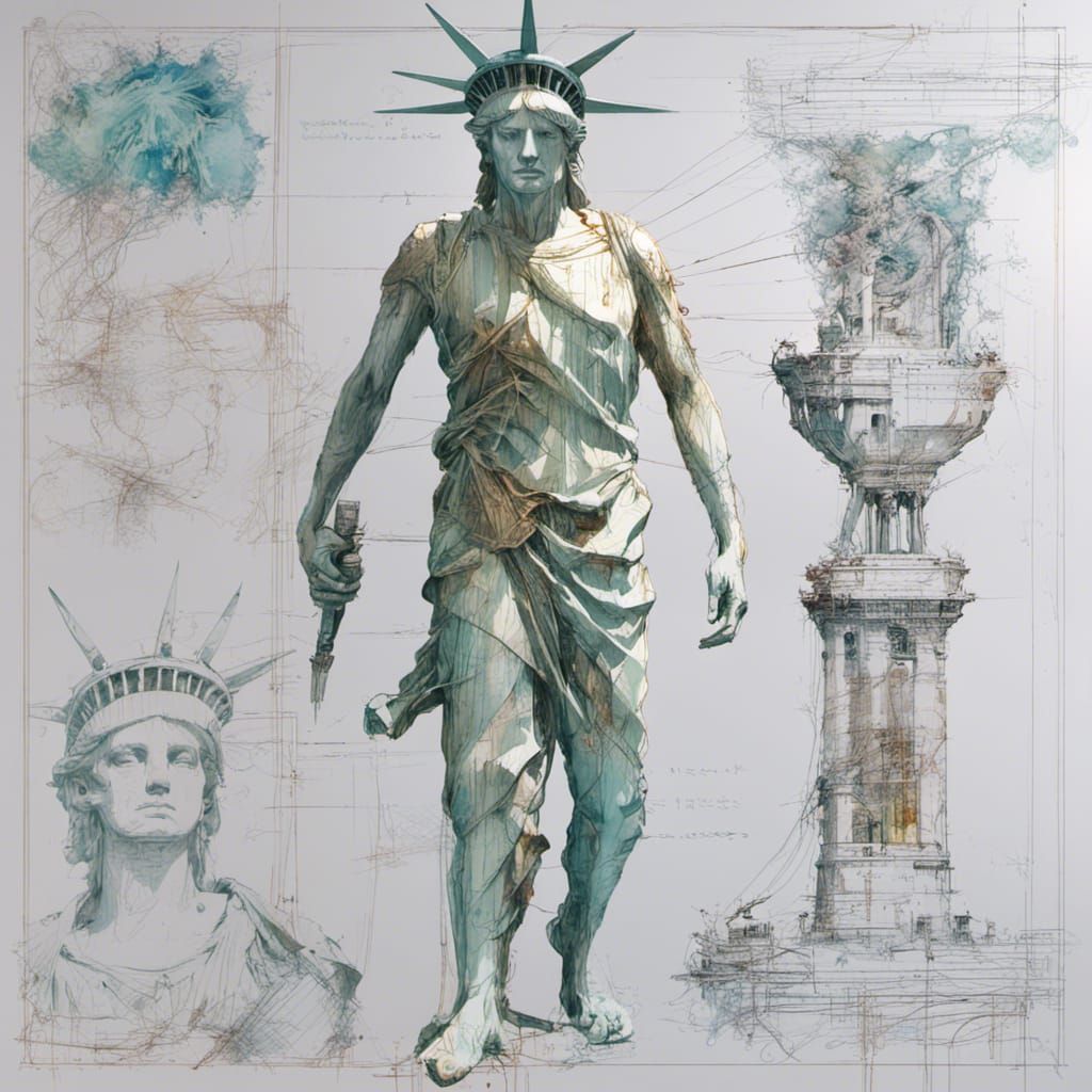 Statue of Liberty Illustration in Carne Griffiths Style