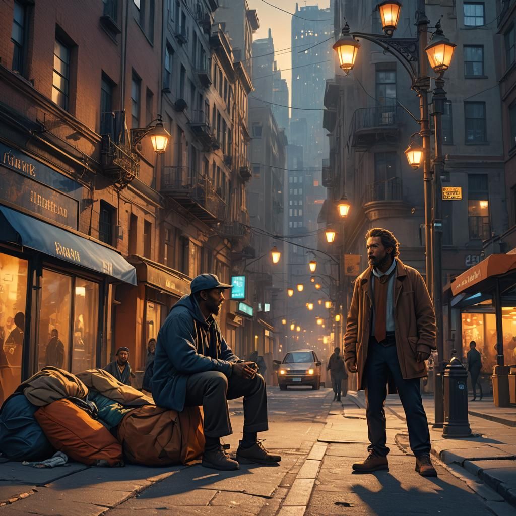City Street Meeting: A Matte Painting Concept Art