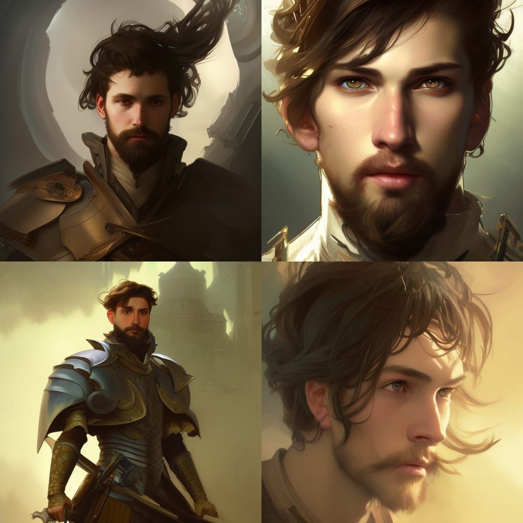 Young Knight Portrait in Hyperdetailed Style