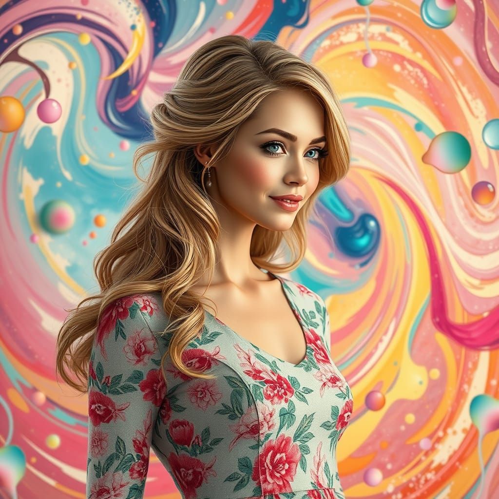 Futuristic Whimsy: A Vibrant Portrait in Hyperrealistic Styl...