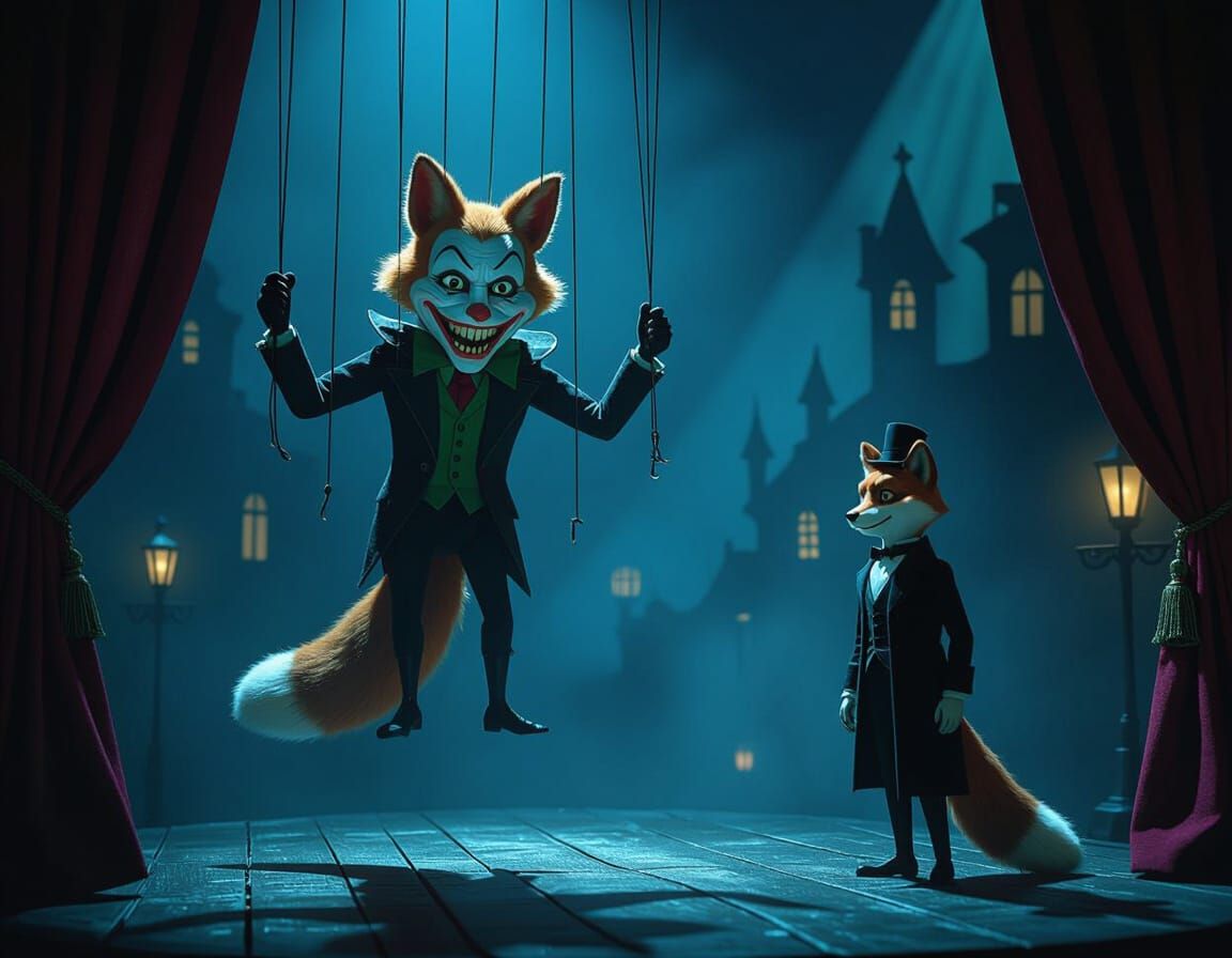 Creepy Joker & Detective Fox Puppet Show in Sinister City