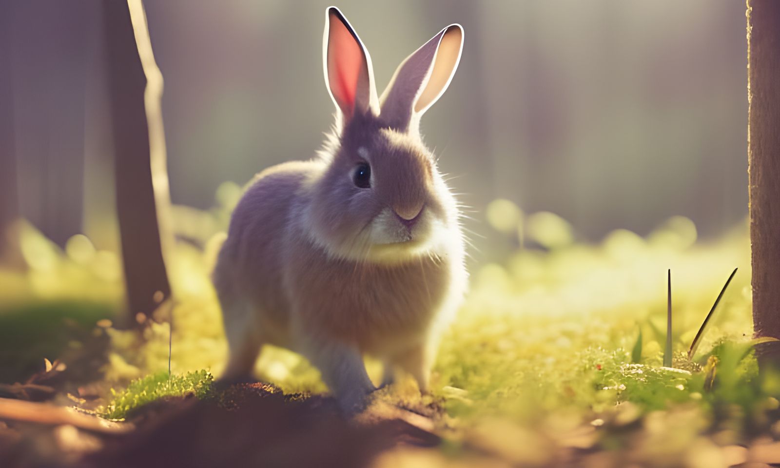 Rabbit in Spring Forest: Tilt-Shift Macro Photo