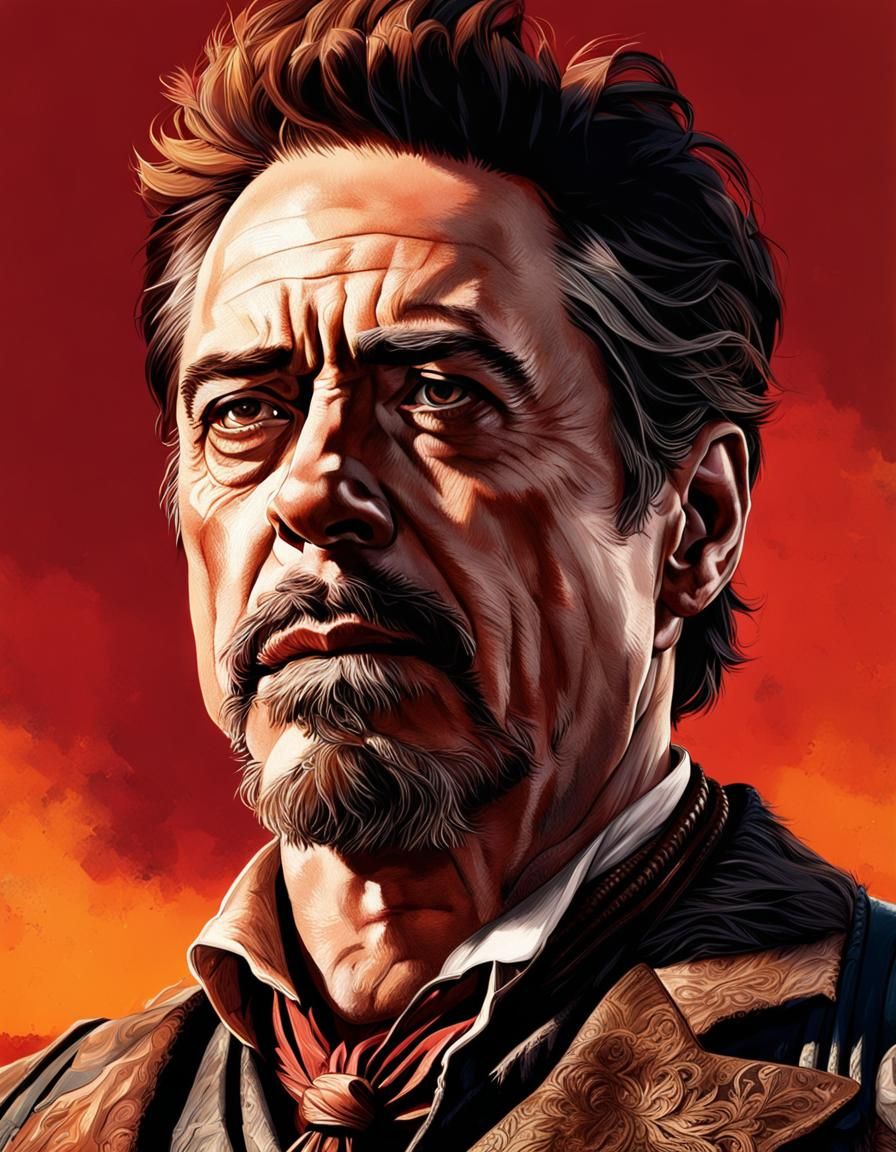 RDJ as Dutch in Hyperrealistic Red Dead Redemption Art