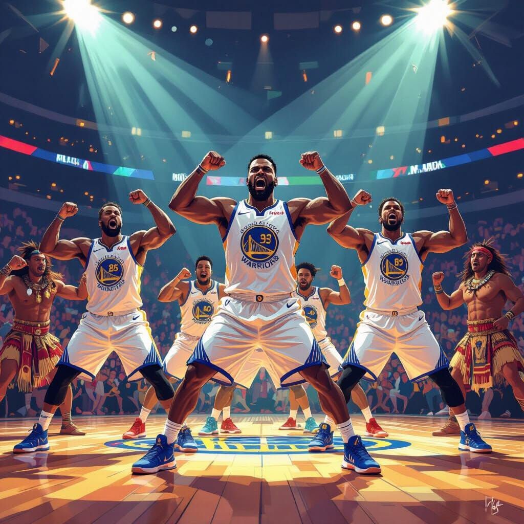 Warriors Haka Dance with Maury Islanders in Epic Digital Pai...