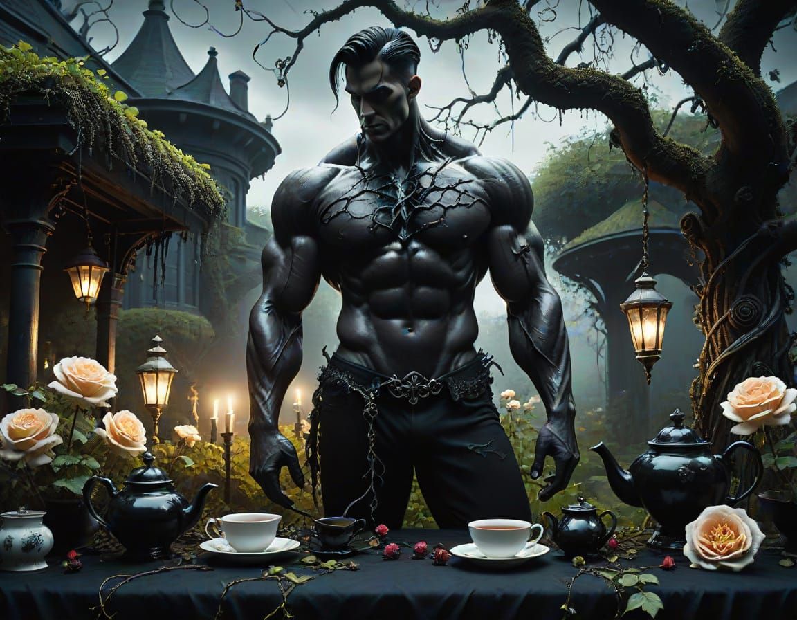 Eerie Haunted Garden with Gothic Elegance