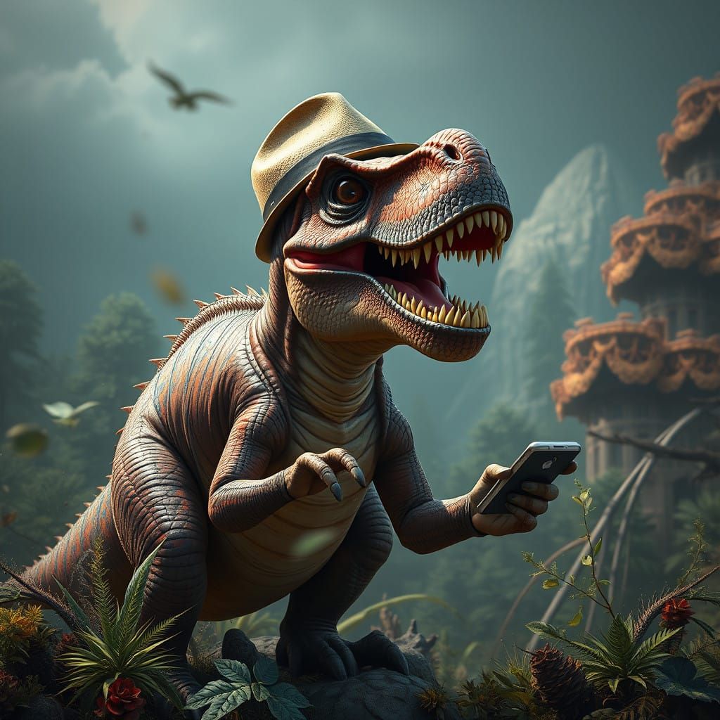 Dinosaur Enjoys Futuristic Interlude in Detailed Matte Paint...