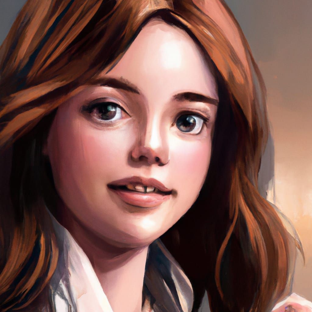 Realistic HD Portrait of a Brown-Haired Girl