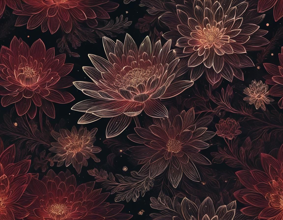 Ethereal Abstract Floral Art in Monochromatic Style