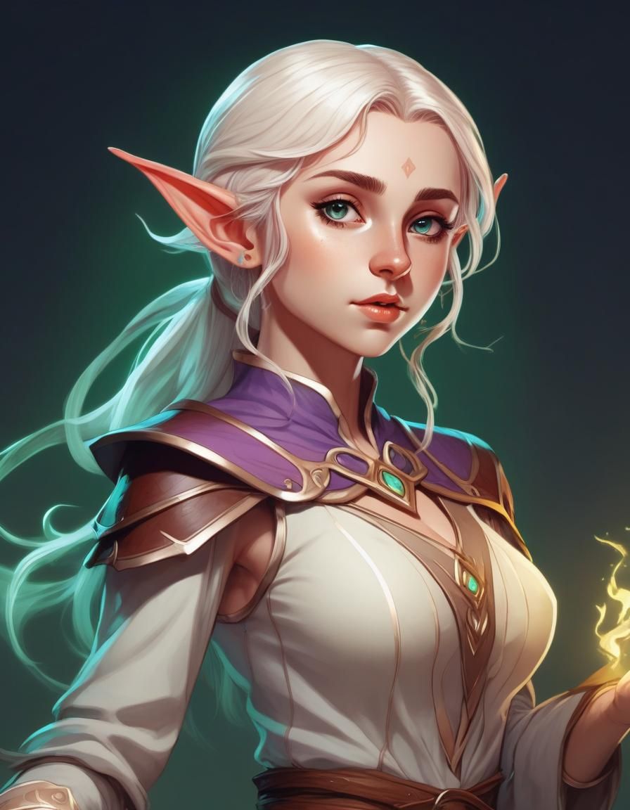 Anime Elf Healer in Cel-Shaded Style