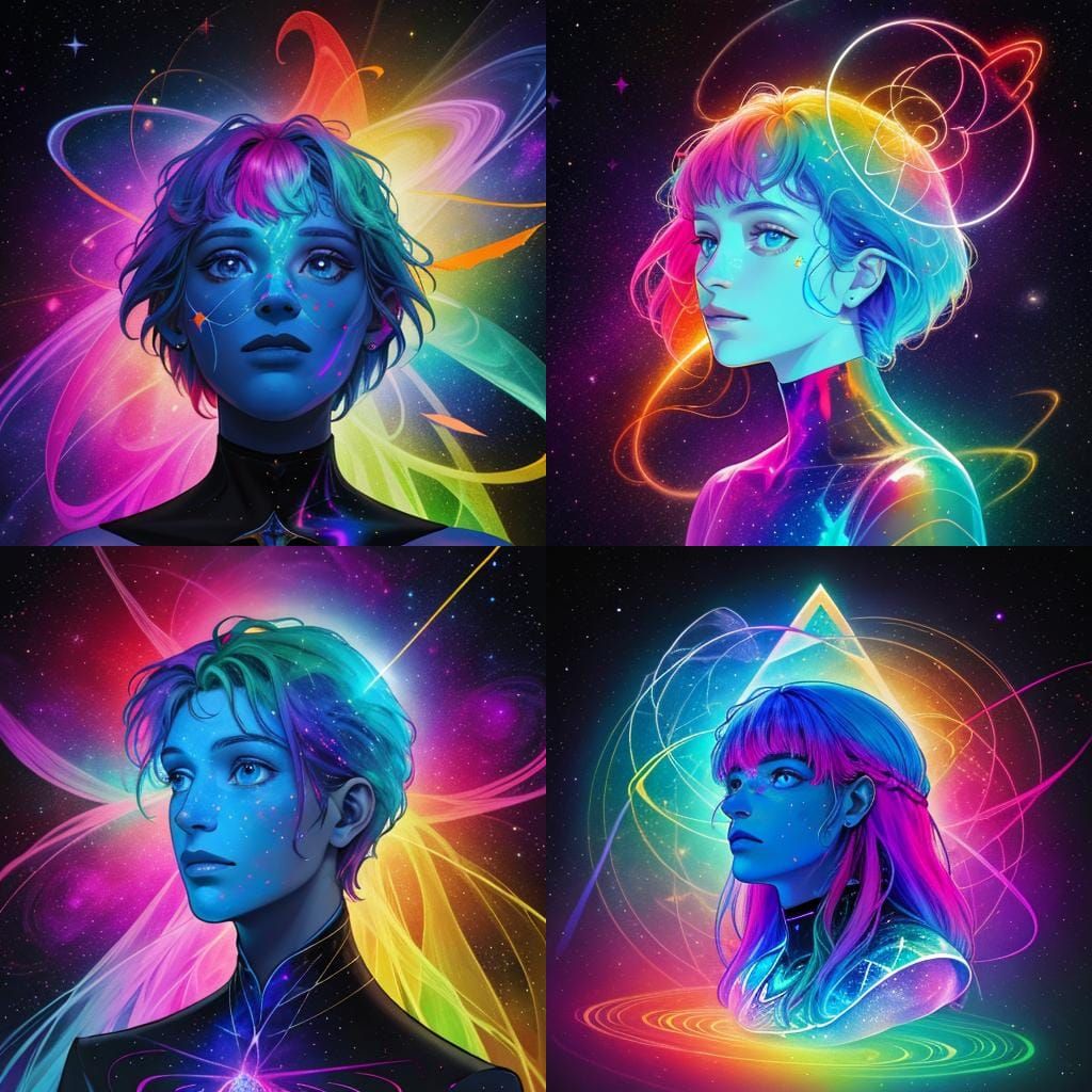 Holographic Cosmic Amor Illustration in Astral Style