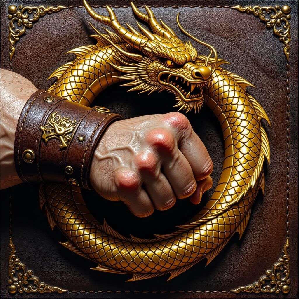 Golden Dragon Martial Arts on Embossed Leather