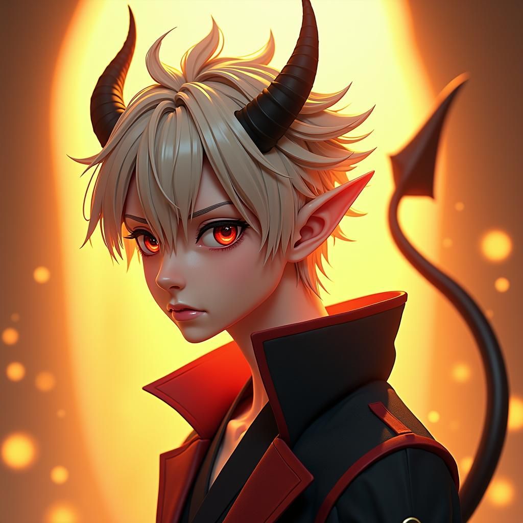 Detailed Wight Devil in 3D Anime Art Style