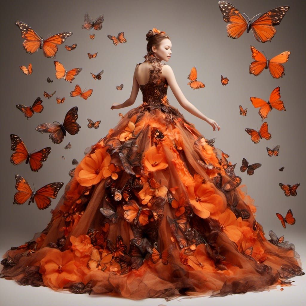 Butterfly Dress: Orange and Brown Fashion