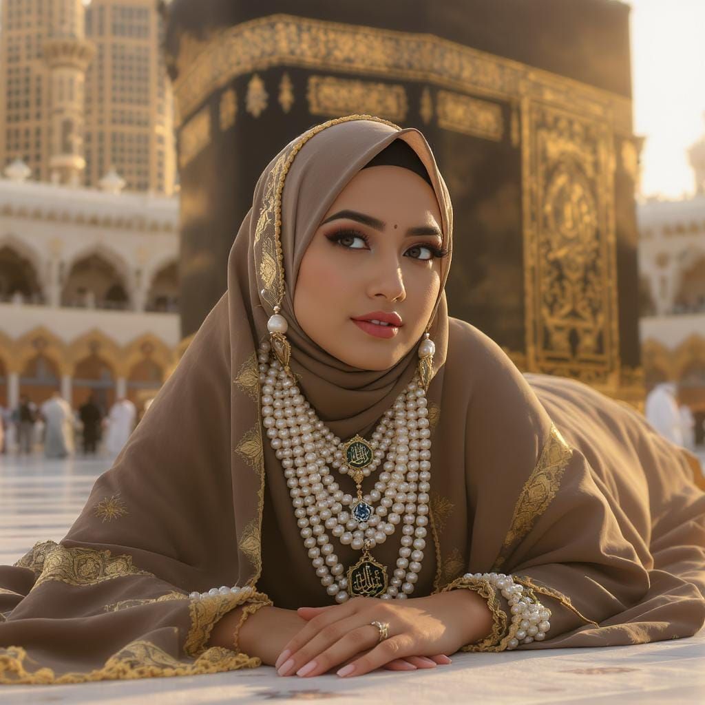Woman with Pearl Jewelry at the Ka'bah