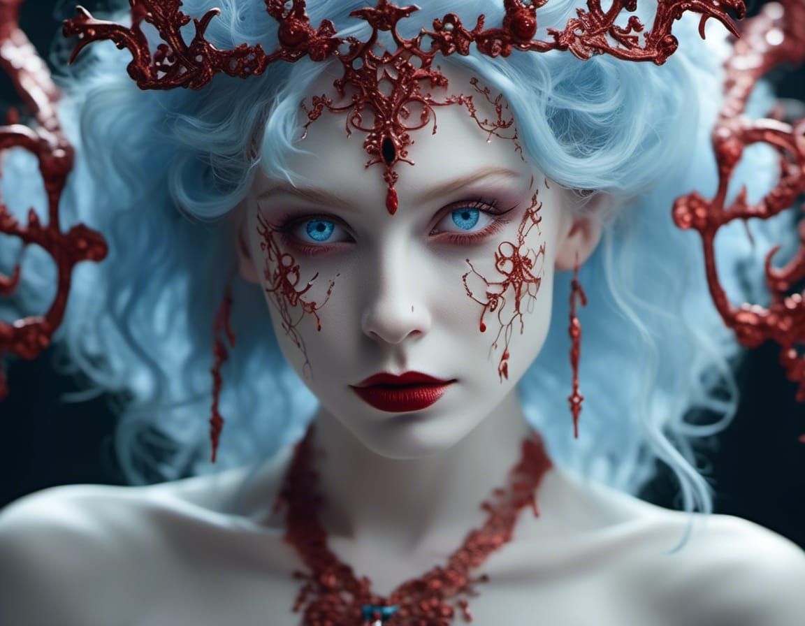 Hyperrealistic Portrait of a Beautiful Demon