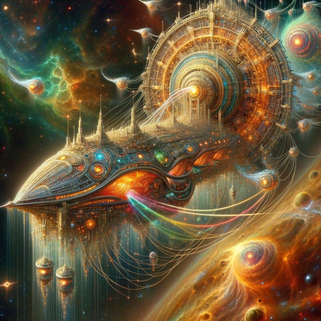 Cosmic Odyssey in Glittering Gold and Silver