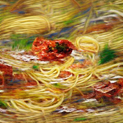 Spaghetti in Impasto Impressionism Style, 8K