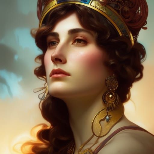 Athena Portrait in Art Nouveau Style