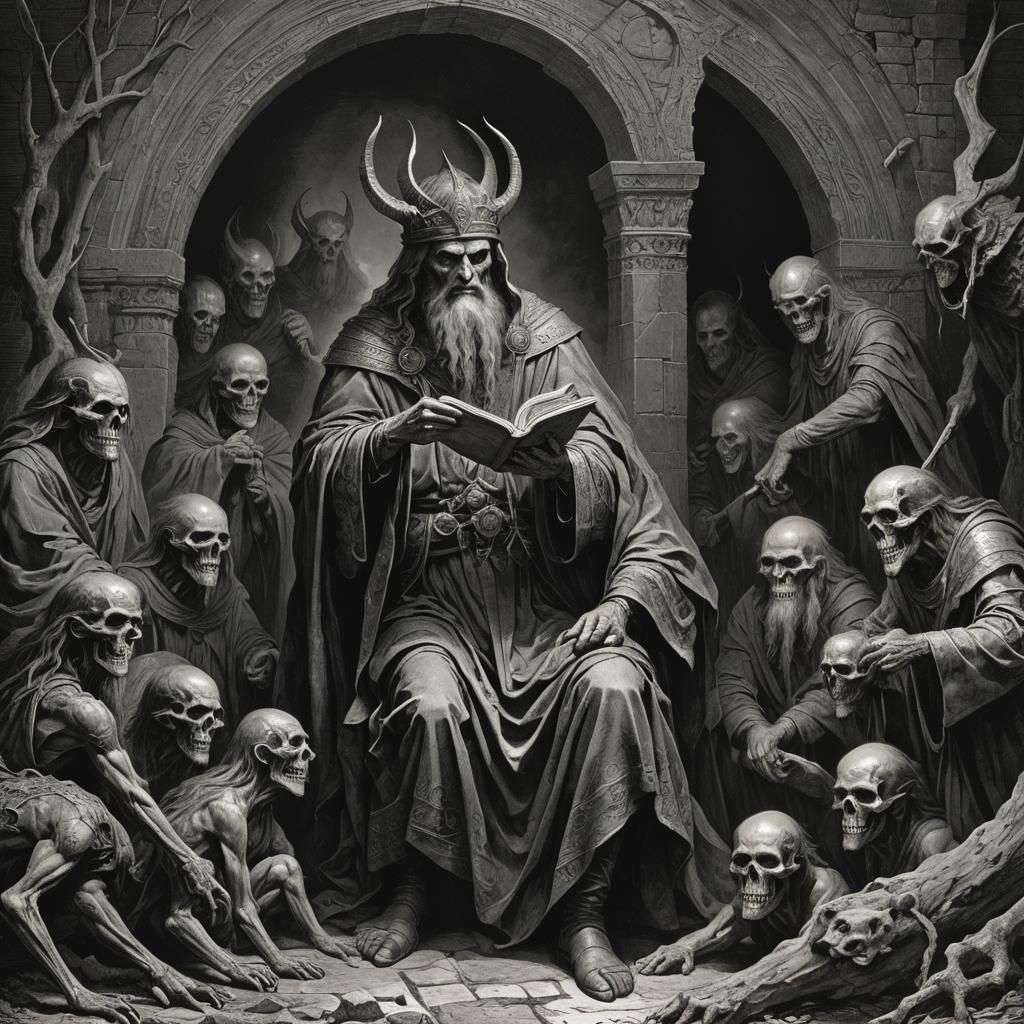 Guardian of Ancient Knowledge in Dark Fantasy Style