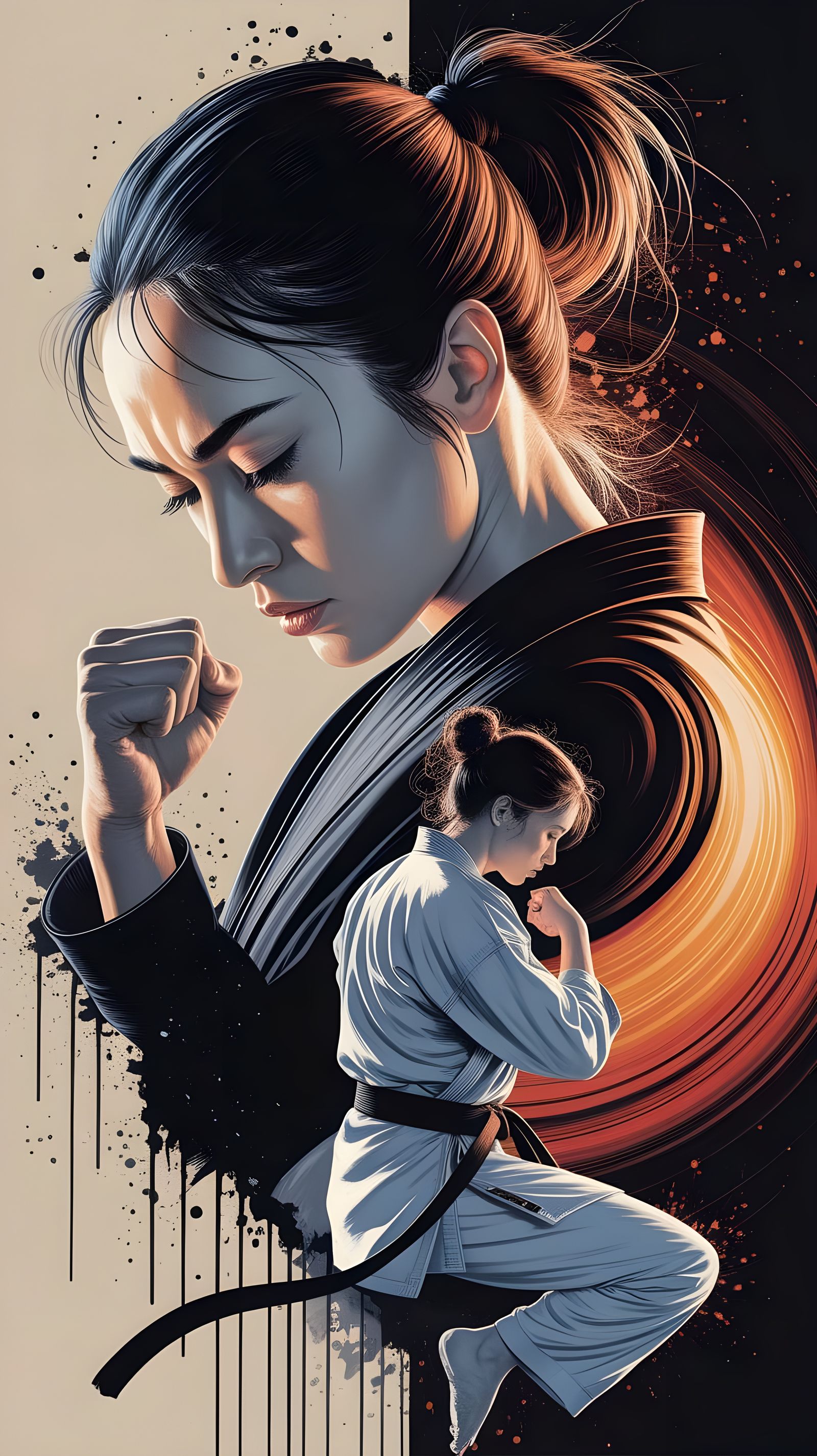 Martial Arts in Expressive Oil Painting Style