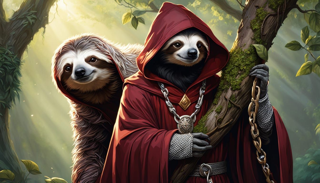 Dark Fantasy Sloths in Chainmail and Robes