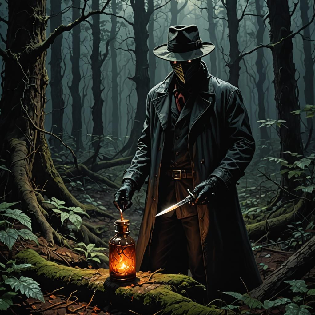 Invisible Darkman with Dagger in Dark Forest