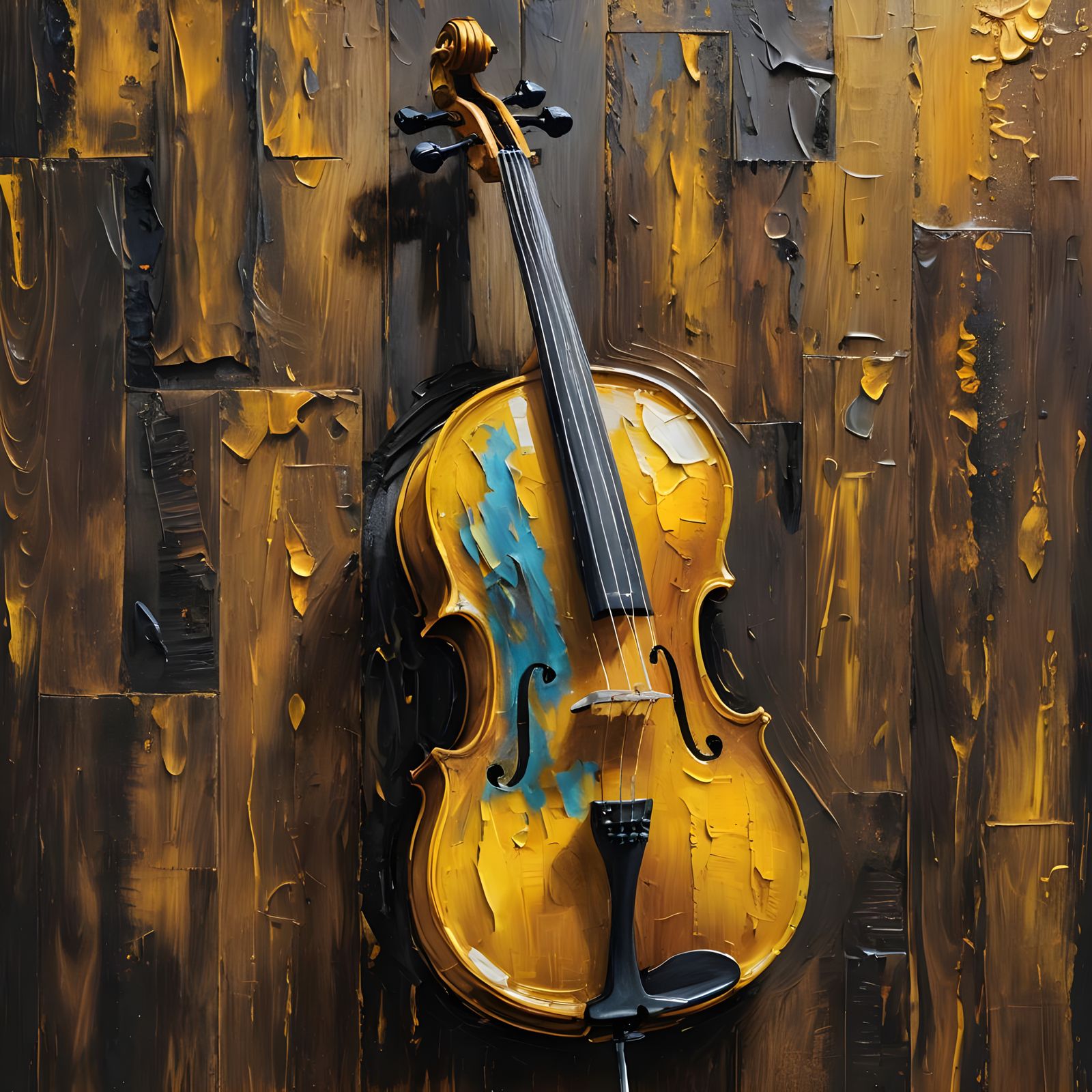 Bright Yellow Cello Illustration
