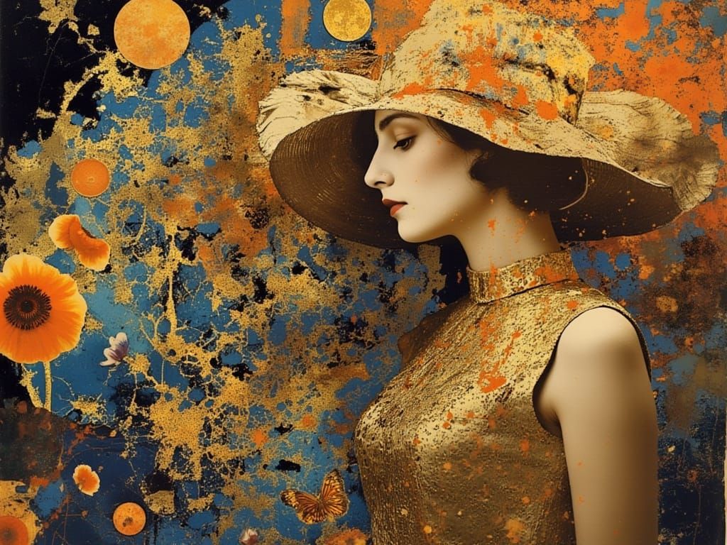 Golden Goddess in Ecstatic Dance, in Symbolist Style