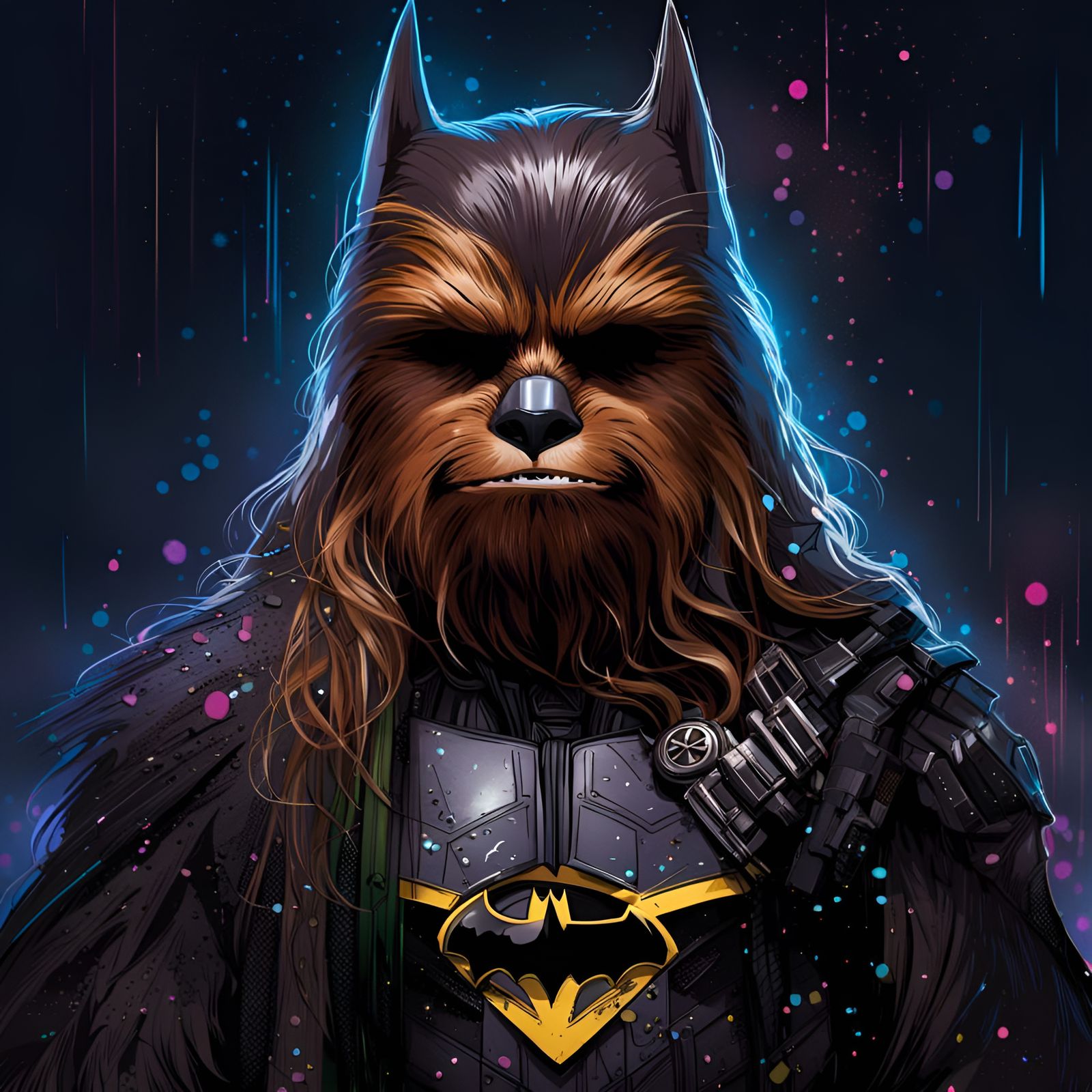 Chewbacca as Batman: Digital Portrait