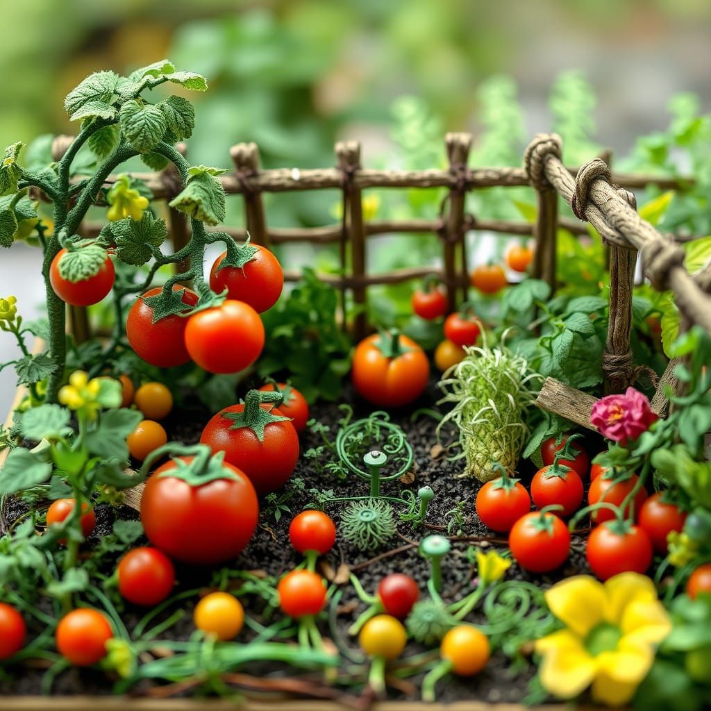 Whimsical String Art Garden Scene