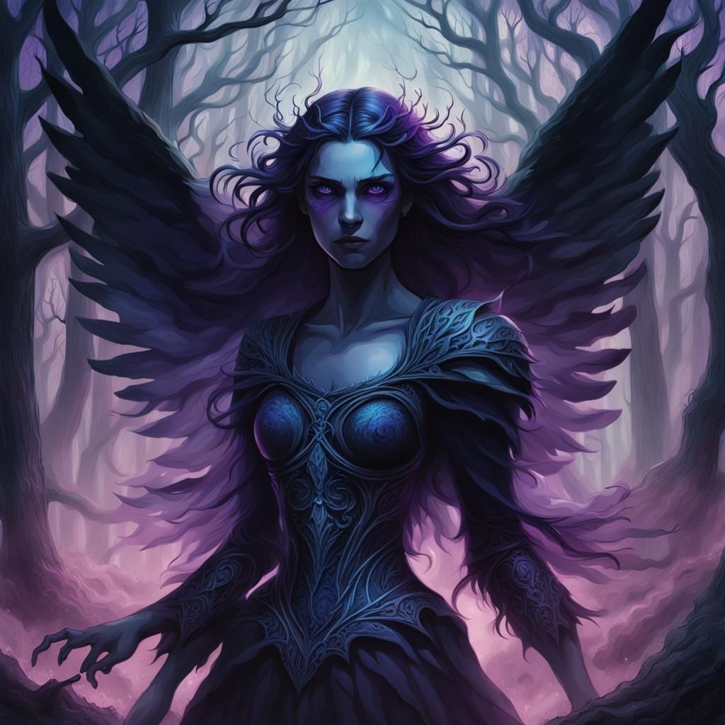 Morgana: Fallen Angel in Dark Fantasy Illustration
