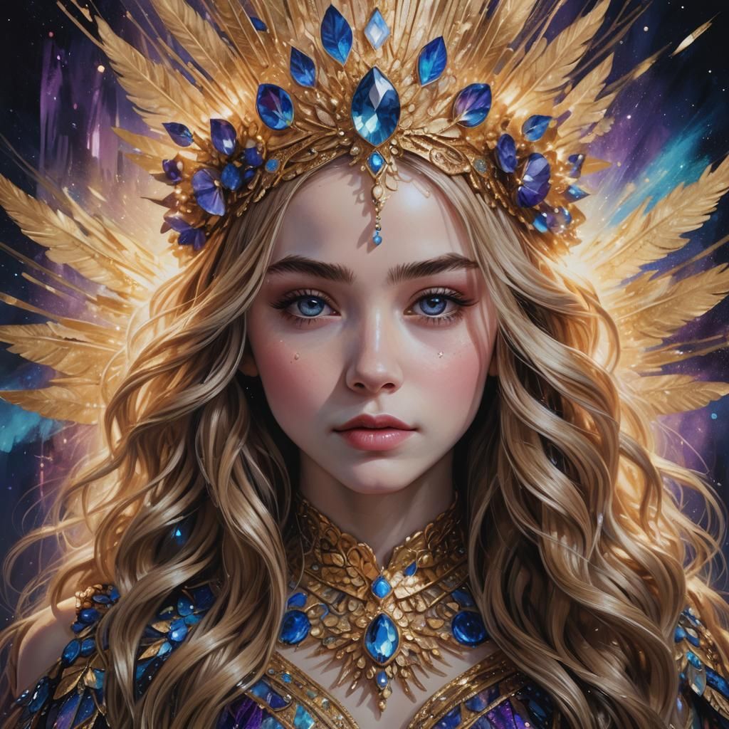 Ethereal Portrait with Shimmering Headdress