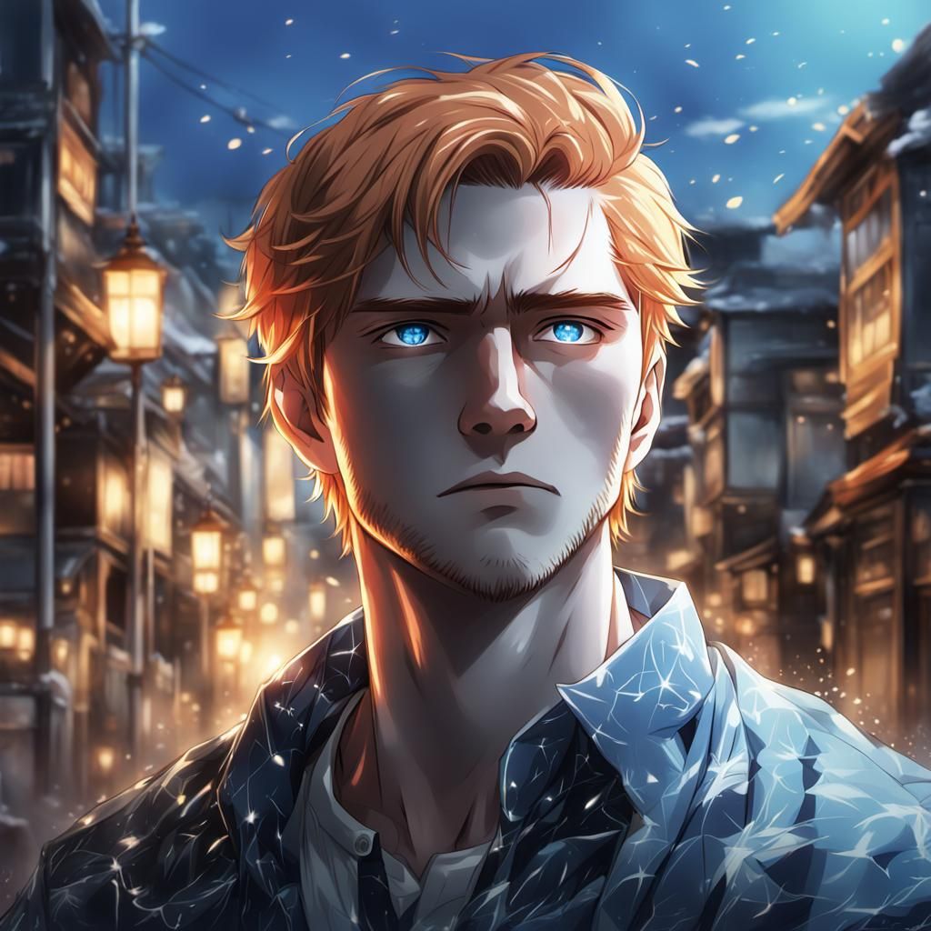 Anime Style Portrait of a Sad Man