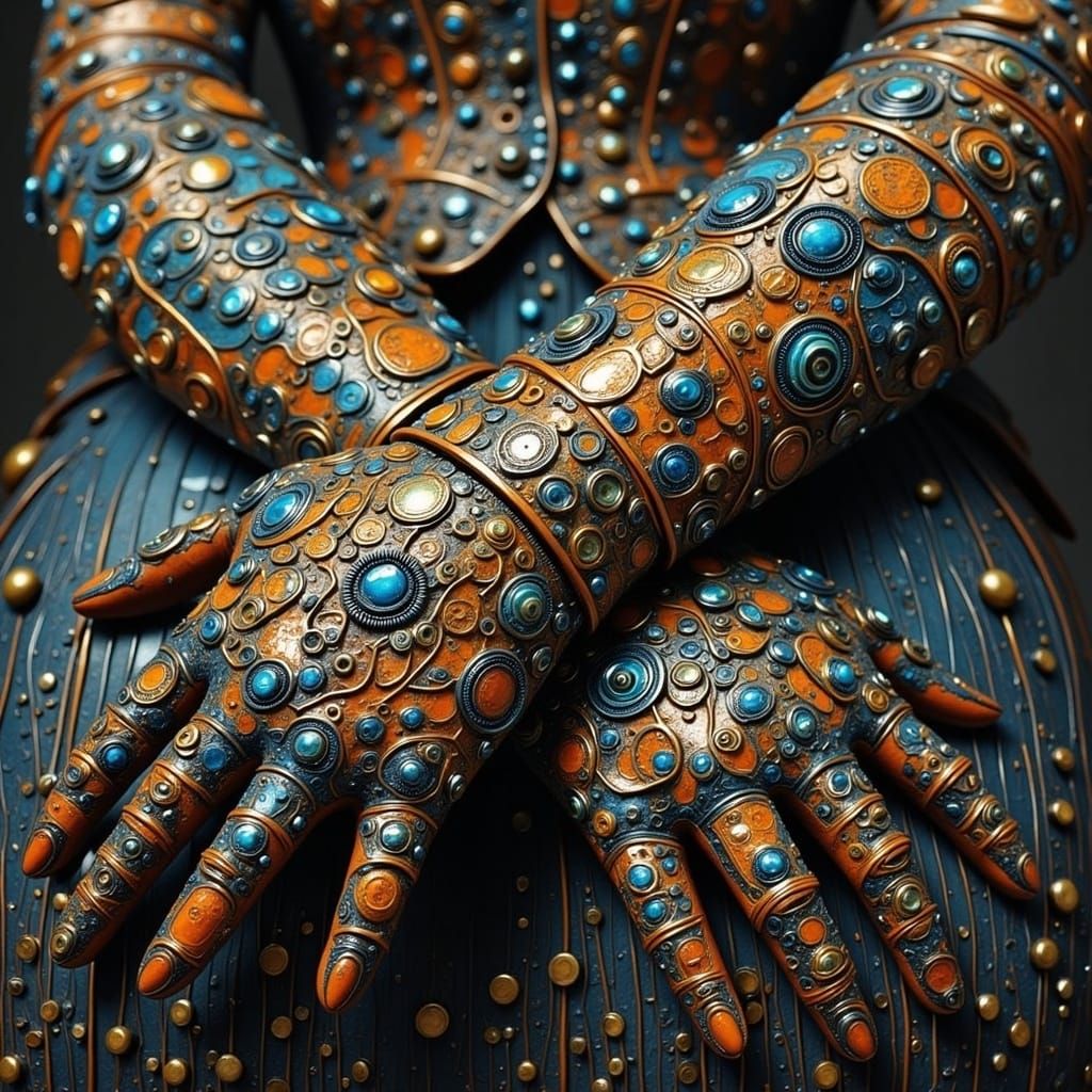 Beaded Leather Gauntlet in Burtonesque Style