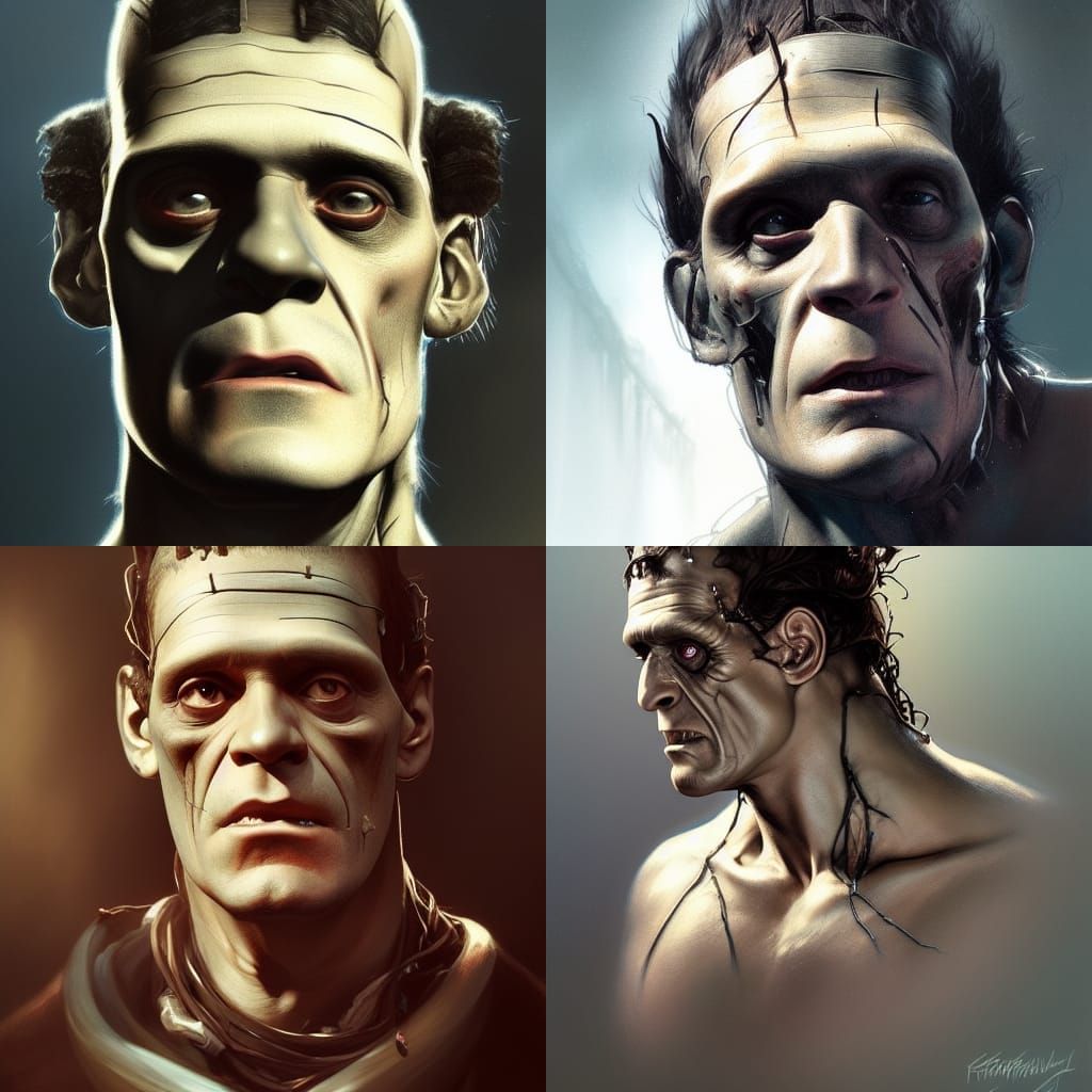 Frankenstein Portrait in Artstation Style