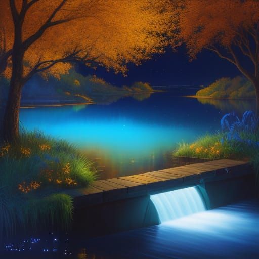 Surreal Dam Holds Glowing Waters with Mystical Atmosphere