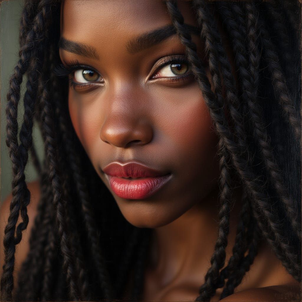 African Goddess Portrait with Mesmerizing Blue Eyes