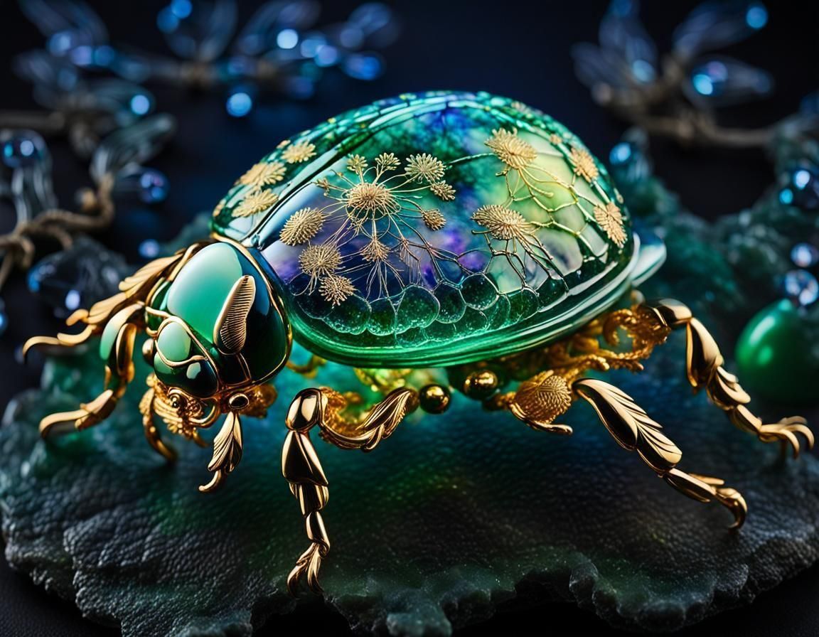 Eldritch Crystal Chrysanthemum Under Night Sky