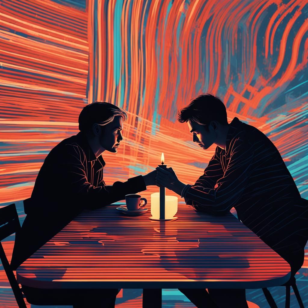 Lovers Holding Hands with Glitch Effects